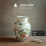  Bình hoa men màu họa tiết vẽ tay chim và hoa đào 
