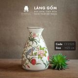  Bình hoa men màu họa tiết vẽ tay chim và hoa đào 