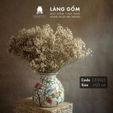  Bình hoa men màu họa tiết vẽ tay chim và hoa đào 