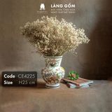  Bình hoa men màu họa tiết vẽ tay chim và hoa đào 