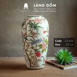  Bình hoa men màu họa tiết vẽ tay chim và hoa đào 