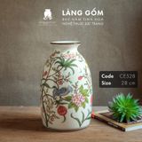  Bình hoa men màu họa tiết vẽ tay chim và hoa đào 