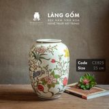  Bình hoa men màu họa tiết vẽ tay chim và hoa đào 