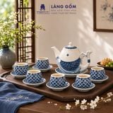  Bộ Ấm Trà Bát Tràng Quai Sứ Cá Chép Vẽ Tay Thủ Công Cao Cấp (900ml) 