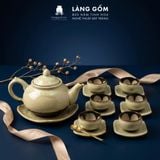  Bộ Ấm Chén Men Hỏa Biến Hoàng Thổ Bát Tràng Cao Cấp 