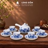  Bộ Ấm Trà Bát Tràng Men Lam Họa Tiết Sơn Thủy, Bộ Ấm Chén Uống Trà, Tiếp Khách, Quà Tặng - Gốm sứ Bát Tràng - Làng Gốm 