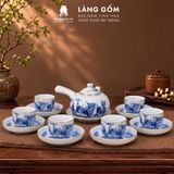  Bộ Ấm Trà Bát Tràng Men Lam Họa Tiết Sơn Thủy, Bộ Ấm Chén Uống Trà, Tiếp Khách, Quà Tặng - Gốm sứ Bát Tràng - Làng Gốm 