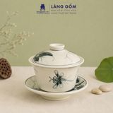  Bát Sâm Họa Tiết Vẽ Tay Thủ Công Gốm Sứ Bát Tràng 200ml, Chén Uống Sâm Uống Trà Quà Tặng Gốm Sứ Bát Tràng - Làng Gốm 
