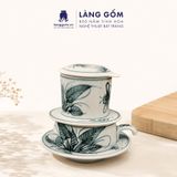  Phin Pha Cà Phê Gốm Sứ Bát Tràng Vẽ Tay Thủ Công - Họa Tiết Sen Chuồn Cá - Quà Tặng Cao Cấp 