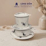  Phin Pha Cà Phê Gốm Sứ Bát Tràng Vẽ Tay Thủ Công - Họa Tiết Sen Chuồn Cá - Quà Tặng Cao Cấp 