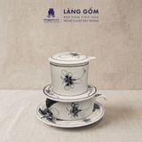  Phin Pha Cà Phê Gốm Sứ Bát Tràng Vẽ Tay Thủ Công - Họa Tiết Sen Chuồn Cá - Quà Tặng Cao Cấp 