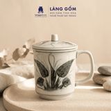  Cốc Sứ Uống Trà Có Nắp Cao Cấp Họa Tiết Vẽ Tay Thủ Công 