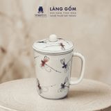  Cốc Sứ Uống Trà Có Nắp Cao Cấp Họa Tiết Vẽ Tay Thủ Công 