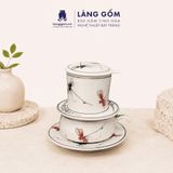  Phin Pha Cà Phê Gốm Sứ Bát Tràng Vẽ Tay Thủ Công - Họa Tiết Sen Chuồn Cá - Quà Tặng Cao Cấp 