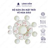  Bộ bát đĩa hoa mặt trời men trắng vẽ họa tiết vẽ tay 