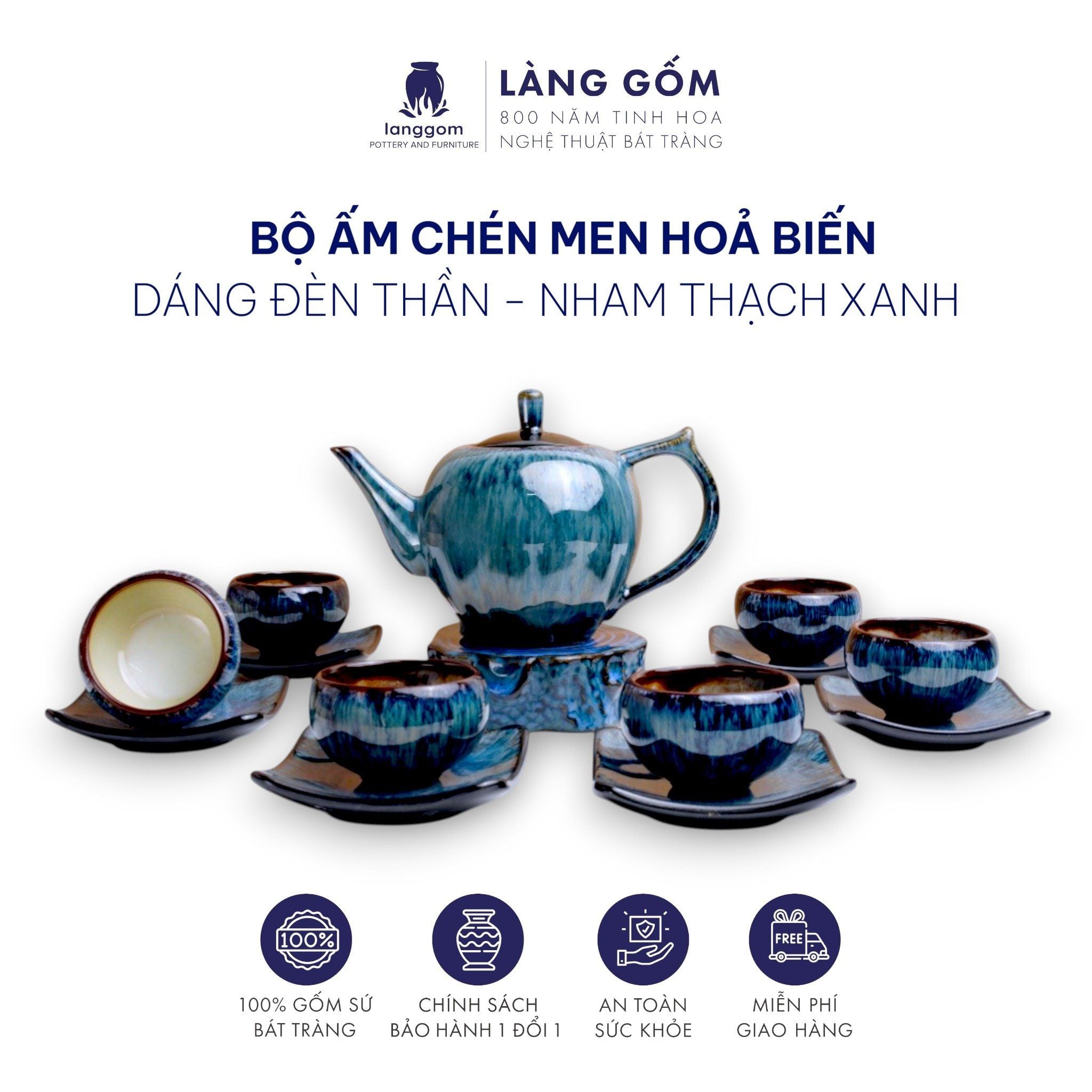  Bộ ấm chén men hỏa biến nham thạch (TH) 