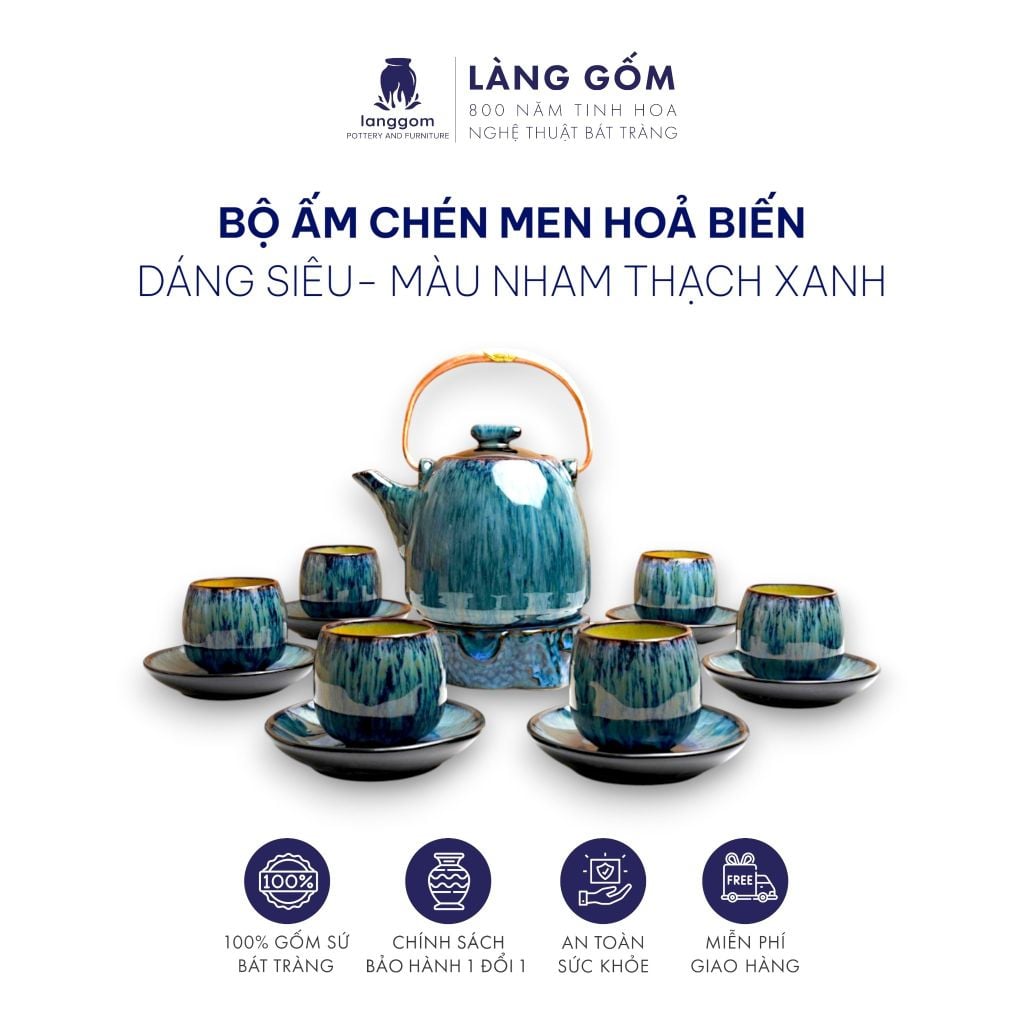  Bộ ấm chén men hỏa biến nham thạch (TH) 