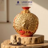  Bình Hút Lộc Đắp Nổi Vàng Kim Công Đào Đuôi Xòe - Bình Tụ Lộc Phong Thủy Quà Tặng Cao Cấp 