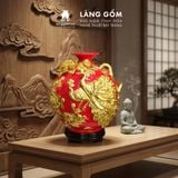 Bình Hút Lộc Công Đào Kênh Bong Đắp Nổi Gốm Sứ Bát Tràng – Bình Tụ Lộc Phong Thủy Quà Tặng Cao Cấp 