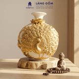 Bình Hút Lộc Đắp Nổi Vàng Kim Công Đào Đuôi Xòe - Bình Tụ Lộc Phong Thủy Quà Tặng Cao Cấp 