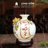  Bình Hút Lộc Vạn Sự Như Ý Đắp Nổi 3D Gốm Sứ Bát Tràng – Bình Tụ Lộc Phong Thủy Quà Tặng Cao Cấp 