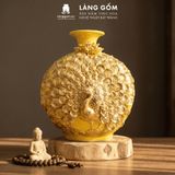  Bình Hút Lộc Đắp Nổi Vàng Kim Công Đào Đuôi Xòe - Bình Tụ Lộc Phong Thủy Quà Tặng Cao Cấp 