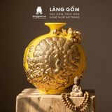  Bình Hút Lộc Công Đào Đuôi Xòe Đắp Nổi Gốm Sứ Bát Tràng – Bình Tụ Lộc Phong Thủy Quà Tặng Cao Cấp 