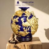 Bình Hút Lộc Công Đào Kênh Bong Đắp Nổi Gốm Sứ Bát Tràng – Bình Tụ Lộc Phong Thủy Quà Tặng Cao Cấp 