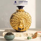  Bình Hút Lộc Đắp Nổi Vàng Kim Công Đào Đuôi Xòe - Bình Tụ Lộc Phong Thủy Quà Tặng Cao Cấp 