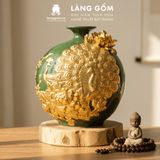  Bình Hút Lộc Công Đào Đuôi Xòe Đắp Nổi Gốm Sứ Bát Tràng – Bình Tụ Lộc Phong Thủy Quà Tặng Cao Cấp 