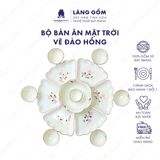  Bộ bát đĩa hoa mặt trời men trắng vẽ họa tiết vẽ tay 