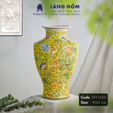  Bình hoa men màu vàng họa tiết vẽ hoa dây 