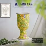  Bình hoa men màu vàng họa tiết vẽ hoa dây 