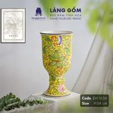  Bình hoa men màu vàng họa tiết vẽ hoa dây 