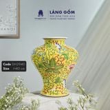  Bình hoa men màu vàng họa tiết vẽ hoa dây 