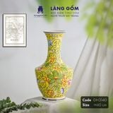  Bình hoa men màu vàng họa tiết vẽ hoa dây 