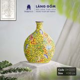  Bình hoa men màu vàng họa tiết vẽ hoa dây 
