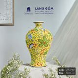  Bình hoa men màu vàng họa tiết vẽ hoa dây 
