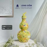  Bình hoa men màu vàng họa tiết vẽ hoa dây 