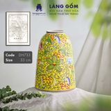  Bình hoa men màu vàng họa tiết vẽ hoa dây 