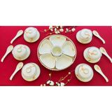  Bộ khay bát đĩa sứ hoa mai 5 cánh 