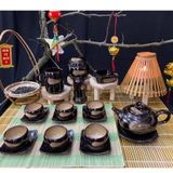  Bộ ấm chén men hỏa biến dáng Quả hồng 