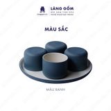  Bộ cốc và đĩa gốm sứ men mát dáng trụ hình trụ không quai 