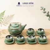  Bộ Ấm Chén Men Hỏa Biến Ngọc Bích Bát Tràng Cao Cấp 