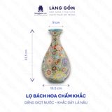  Lọ Hoa Chạm Khắc Bách Hoa Dáng Giọt Nước Gốm Sứ Biên Hòa 