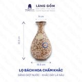  Lọ Hoa Chạm Khắc Bách Hoa Dáng Giọt Nước Gốm Sứ Biên Hòa 