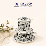  Phin Pha Cà Phê Gốm Sứ Bát Tràng Vẽ Tay Thủ Công - Họa Tiết Sen Chuồn Cá - Quà Tặng Cao Cấp 