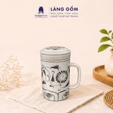  Cốc Sứ Lọc Trà Có Nắp Nhiều Họa Tiết - Cốc Vẽ Tay Thủ Công Cao Cấp - Dung Tích 400ml 