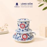  Phin Pha Cà Phê Gốm Sứ Bát Tràng Vẽ Tay Thủ Công - Họa Tiết Sen Chuồn Cá - Quà Tặng Cao Cấp 