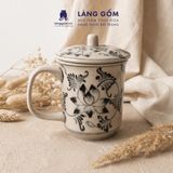  Cốc Sứ Uống Trà Có Nắp Cao Cấp Họa Tiết Vẽ Tay Thủ Công 